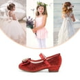 thumbnail image 3 of Stelle Girls Mary Jane Glitter Shoes Low Heel Princess Dress Shoes,Toddler Little Girls Crown Flower Girl Wedding Party Dress Pump Shoes,Red, 3 of 6