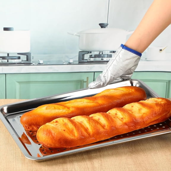 12 Pack 13 x 18 Perforated Baking Sheet Pans Half Sheet Pans with Widened Reinforced Curling Edge Uncoated Stainless Steel Crisping Oven Trays for Cookies, Bread, Cake, Pizza