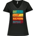 thumbnail image 3 of Inktastic Bull Riding Rodeo Eat Sleep Bull Riding Repeat Women's Plus Size V-Neck T-Shirt, 3 of 5