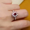 thumbnail image 2 of RKC Lab-Created Red Ruby 2.10 CT Oval Cut Halo 925 Sterling Silver Engagement Ring, 2 of 2