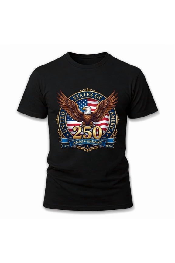 Patriotic Freedom Graphic Shirt, 250th US Independence Day Eagle Design Men Women Tee