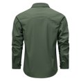 thumbnail image 4 of BiZtdJrK Men's Long Sleeve Fishing Shirt with Pockets Solid Casual Button Up Lapel Cargo Shirts Outdoor Work Going Out Tops, Army Green, XXXL, 4 of 10