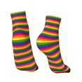 thumbnail image 2 of Mens Ankle Socks Womens Rainbow Stripe Quarter Breathable Casual Socks, 2 of 7