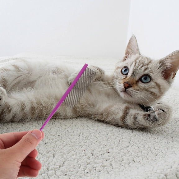 OULII Stainless Steel Grooming Comb for Dogs and Cats, Precision Tail Design for Detailed Pet Hair Care and Styling