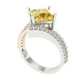 thumbnail image 2 of 2.3075 ct Princess Cut Natural Citrine Solitaire with Simulated Diamond Accents 18K White/Rose Gold Womens Engagement Ring, 2 of 5