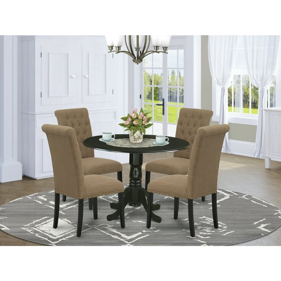 5-Piece Round Dinette Set - Small Kitchen Table with Chairs - Modern Parsons Design
