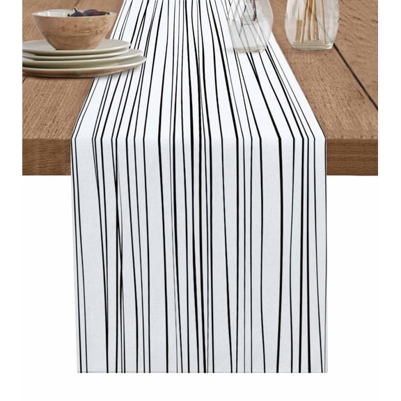 Table Runners 48 Inches Long Dress Scarves, Black Farmhouse Kitchen/Dining Table Runner, Short Coffee Tablerunners, Abstract Lines Gradient Minimalist Modern Texture 13x48 Inch