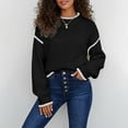 thumbnail image 4 of Fiaer Crew Neck Sweater for Women Trendy Baggy Knitted Pullover Long Sleeve Casual Thermal Warm Comfort Color Blocking Tops Black M, 4 of 5