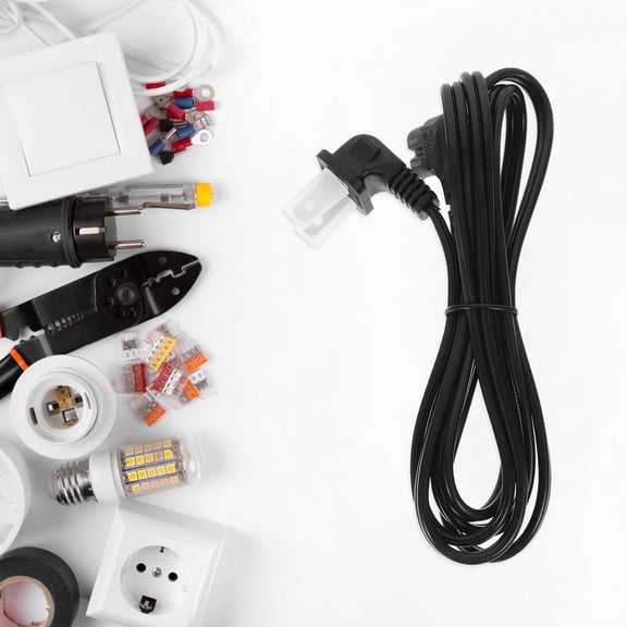 BESTYASH Durable 2-Prong Power Cord Black PVC for Speaker Space-Saving Design