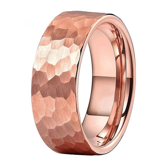 Men's Ring Tungsten Steel Band Rose Gold Finish 8mm Wide U Shape Design Durable Ring Stylish Band for Men Comfort Fit Ring