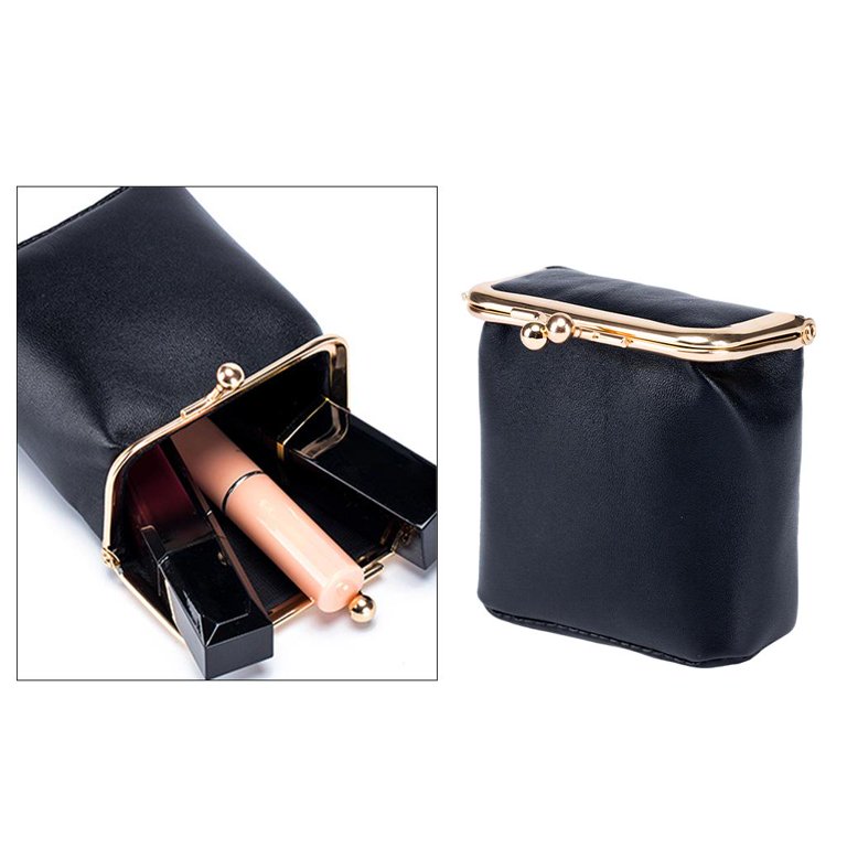 Milageto 2pieces Mini Lipstick Bag Earphone Bag Women Trinkets Pouch Coin Purse, Black