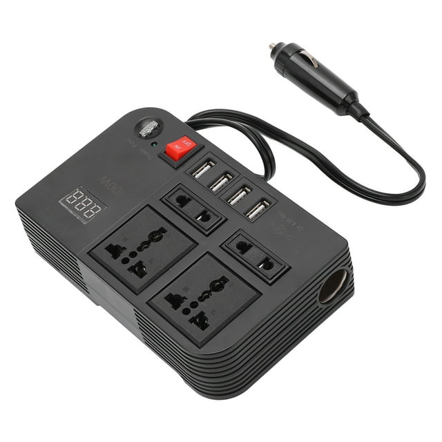 DC 12 to AC 220V Power Converter Electrical Inverter Transformer with 4 USB Ports and 4 Outlets