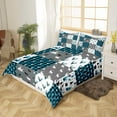 thumbnail image 3 of Farmhouse Decor,Rustic Deer Antler Comforter Cover Queen,Black Bear Duvet Cover Teens,Woodland Wildlife Moose Bedding Set Checked Buffalo Plaid Decor Patchwork Quilt Cover,Blue Grey, 3 of 5