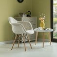 thumbnail image 5 of Mid-Century Modern Style Fabric Lined Armchair with Beech Wooden Legs, 5 of 7