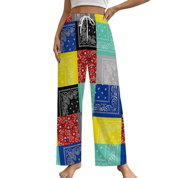 Bandana Paisley Patchwork Pattern Women's Pajamas Pajama Pants Women's Sleepwear Lounge Sleep Bottoms Stretch with Pockets