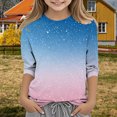 thumbnail image 2 of KAUOD Teen Girls Sequins Shirt 3/7 Sleeve Crew Neck Soft Tshirts Clothes Kids Lightweight Fit Cotton Pullover Tops Outfits, 2 of 5