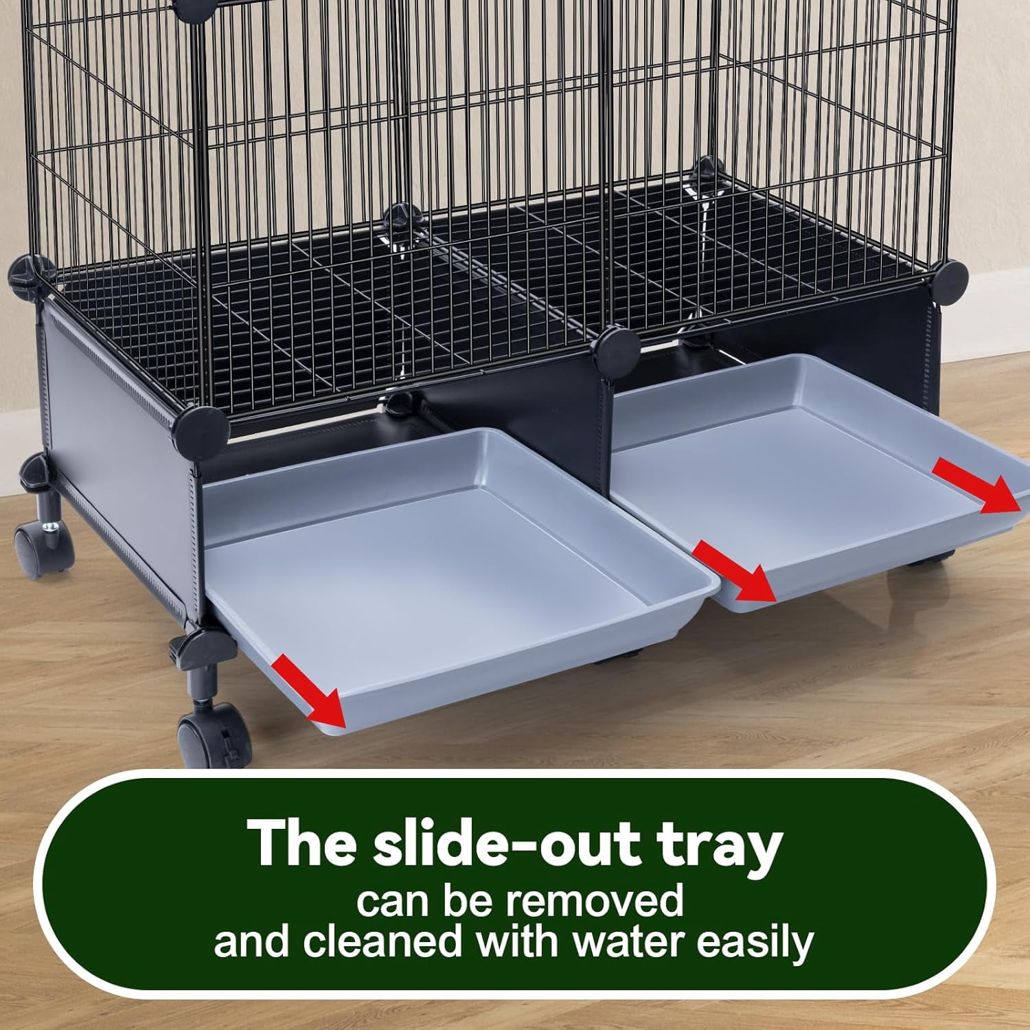 Upgraded Encrypted 46-Inch Bird Cage, with Wooden Perches, Metal Parakeet Cage with Slide-Out Tray, Water Bottle&Feeder, Bird Cages for Parrot,Parakeets,Cockatiel,Lovebird,Small Mid-Sized Birds