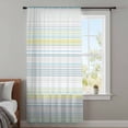 thumbnail image 4 of Aqua Yellow Stripe Sheer Curtains 63 Inches Long, Abstract Art Modern Vertical Striped Light Filering Curtains, Breathable Simi Curtain Privacy Drapes for Living Room Bedroom Window Treatment, 4 of 9