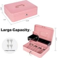thumbnail image 3 of Cash Box with Money Tray and Lock Metal Money Box for Cash Register Large Cash Lock Box for Money Includes Slots Coin Tray Bill Slots Keys .x .x .Bla, 3 of 7