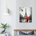 thumbnail image 3 of COMIO  Canvas Wall Art Paris Eiffel Tower Canvas Prints Wall Artwork Black and White Red Umbrellas Poster Print Painting Paris Decor for Living Room Girls Bedroom Kitchen Bathroom, 3 of 4