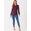 thumbnail image 4 of DARING DIVA Women's Round Neck Long Sleeves Soft Cotton Tops XS Dark Red, 4 of 6