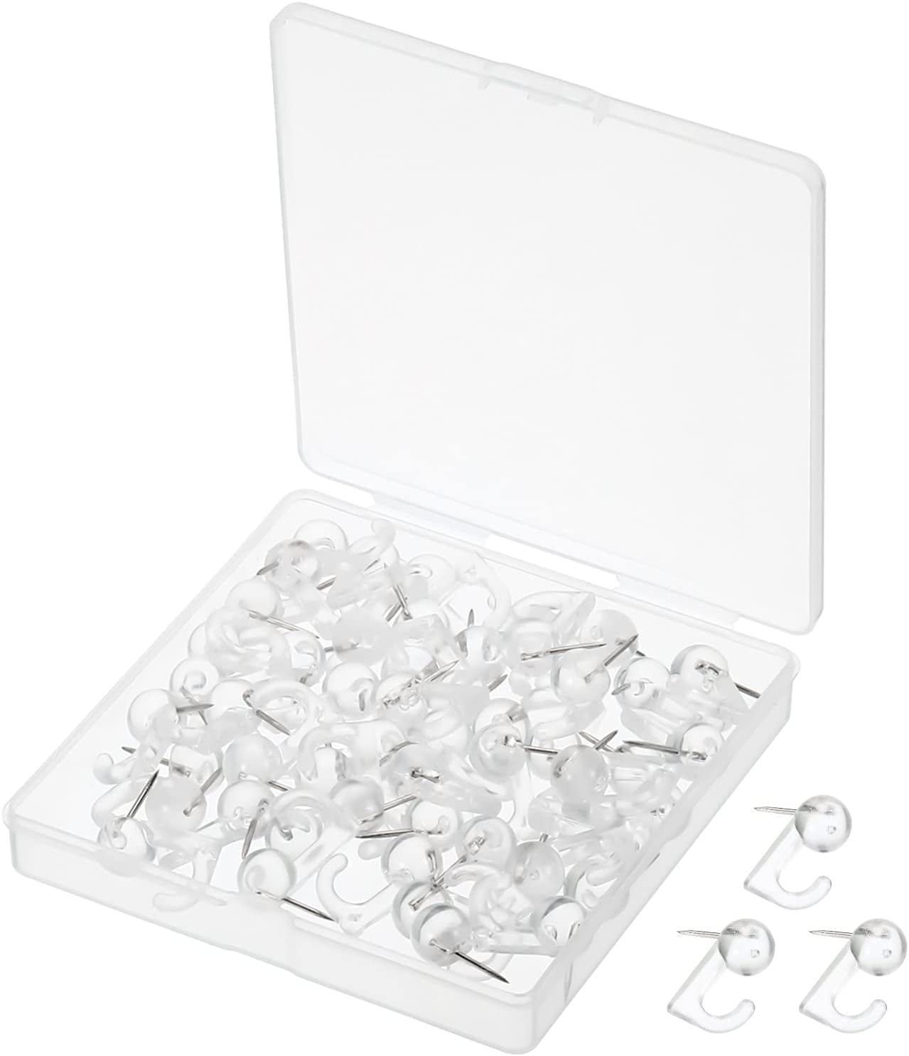 Push Pin Hooks, 100 Pack Plastic Head Wall Thumb Tacks Hanging Nails