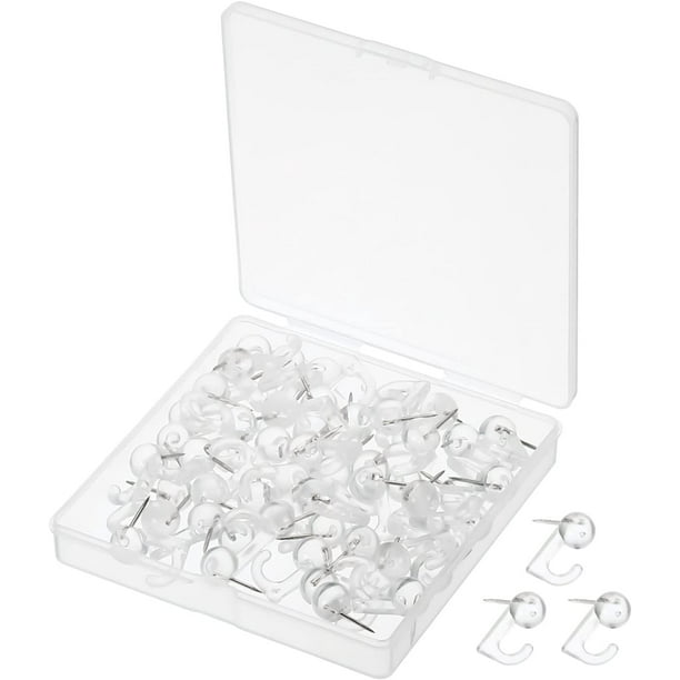 Push Pin Hooks, 100 Pack Plastic Head Wall Thumb Tacks Hanging Nails
