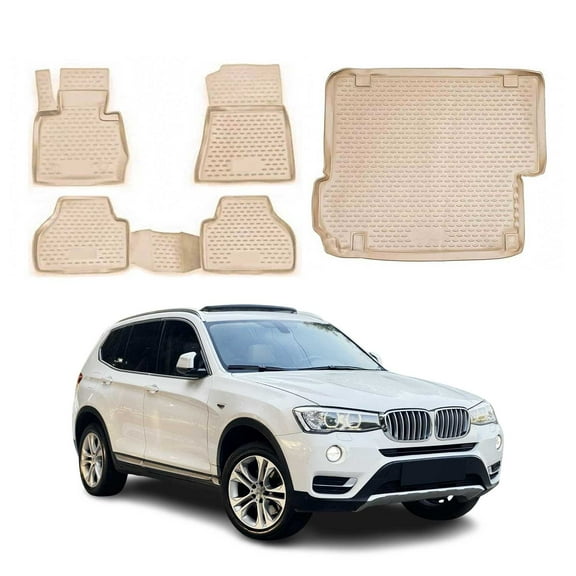 Custom Floor Mats & Cargo Liners for BMW X3 F25 2011-2017 Rubber TPE Beige 5Pcs