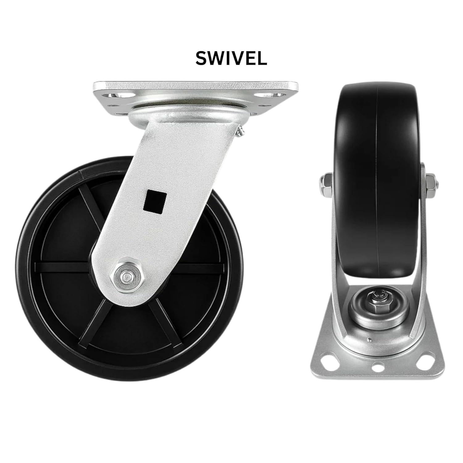 4 Heavy Duty Caster Set 6" Plastic Wheels - 4 Swivel