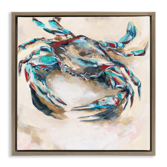 Stupell Industries Tropical Abstract Nautical Crab Brown Floating Frame Canvas Art, 18 x 18, by Melissa Wang