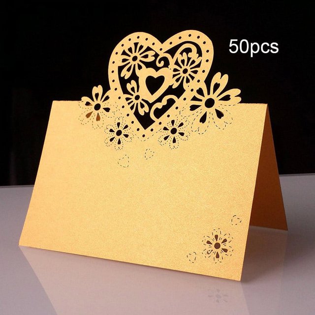 Compre captura de pantalla al realizar el pedido comente 50 piezas por paquete Tarjeta de mesa de comedor en forma de corazón tarjeta de mesa hueca de amor tarjeta de boda ANGGREK Otros