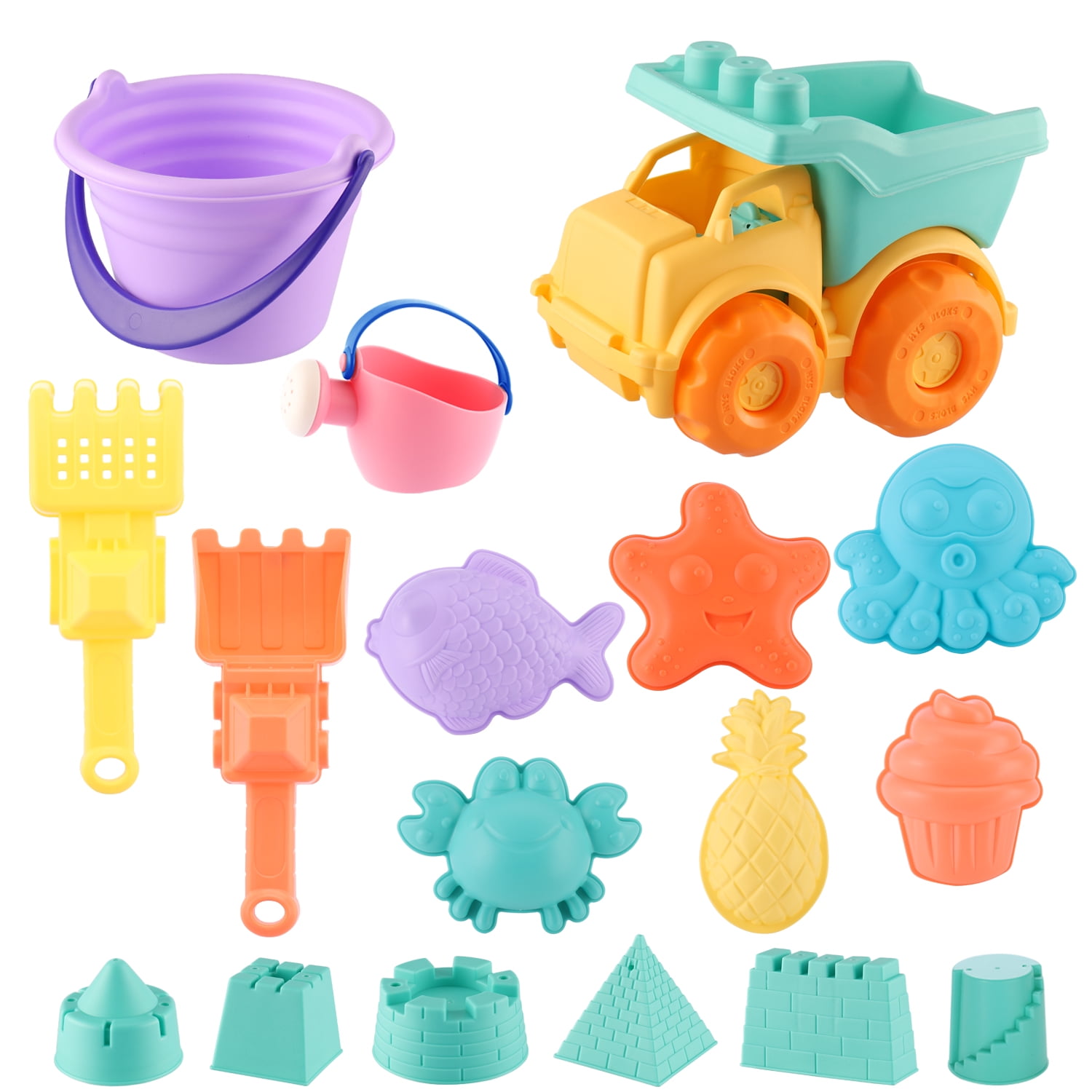 Kids Beach Toys Toddlers Outdoor Beach Sand Toy Set with Car Bucket