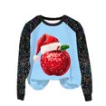 thumbnail image 1 of Pisexur Sweatshirts de Noël pour Femmes Mode Vacances Imprimé Graphique Pomme Rouge Pull Décontracté Manches Longues Col Rond Chandails en Molleton Amples Confortables Automne pour Femmes, 1 of 3
