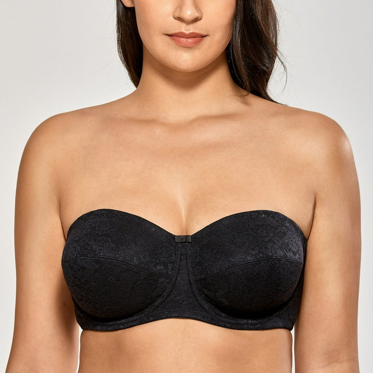 MELENECA Women's Strapless Bra for Large Bust Minimizer Unlined Bandeau  with
