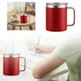 thumbnail image 3 of Coffee Mug with Handle,14oz Insulated Stainless Steel Coffee Travel Mug,Double Wall Vacuum Reusable Coffee Cup with Lid(Red), 3 of 4
