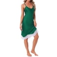 thumbnail image 4 of INSPIRE CHIC Women's Satin Nightgowns Lace Trim Cross Spaghetti Straps Camisole Nightshirt Lingerie Slip Silky Pajama Dress XS Green, 4 of 6