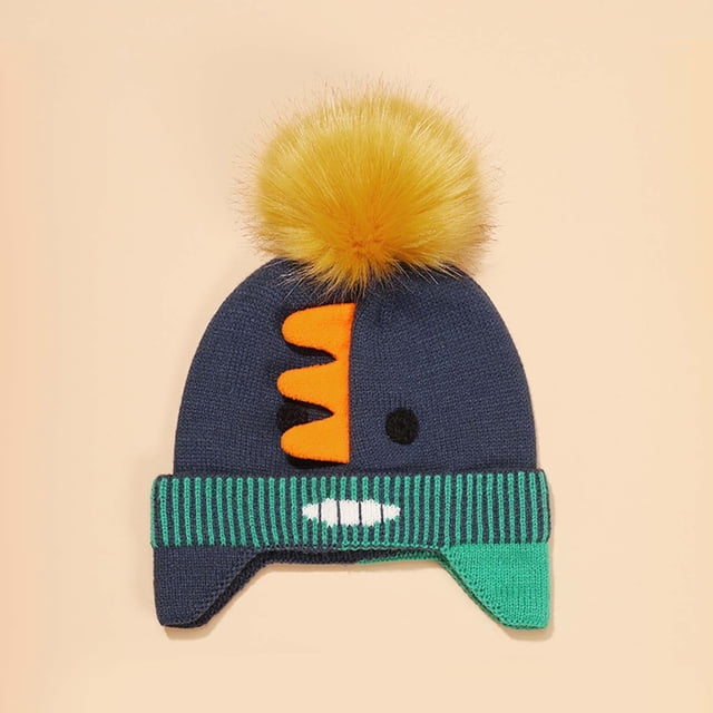EGNMCR Toddler Hat Winter Baby Boys Girls Pattern Knitted Windproof Warmth Ear Protection Children Hat Girl Server