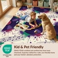 thumbnail image 4 of Design&I 5'x7' Washable Area Rug Sleek Flatweave Pet Friendly & Non-Slip Vinyl Music Mosaic Vibrant Abstract Splatter Paint Record Retro Refined for Small Living Room, Bedroom, 4 of 7