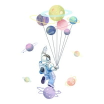 1set Astronaut Wall Decals Gradient-Colored Planets Wall Stickers Outer Space Wall Decor for 's Room Playroom Walls Decoration