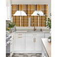 thumbnail image 4 of Yellow Black Plaid Swag Kitchen Curtains Sets for Windows 24 Inch Length, Fall Country Farmhouse Buffalo Check Short Window Curtain Panels Swags Valances and Tiers 3 Piece Set for Cafe/Dining Room, 4 of 5