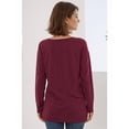 thumbnail image 3 of Aiyino Women's Casual Lightweight V Neck Batwing Sleeve Knit Top Loose Pullover Sweater ,Wine Red L, 3 of 4