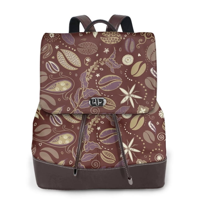 Balery Coffee and Flowers Mochila de Cuero para Mujeres, Gran Capacidad, Bolsa de Viaje Multifuncional, Mochila de Cuero y Bolsa de Hombro para Mujeres