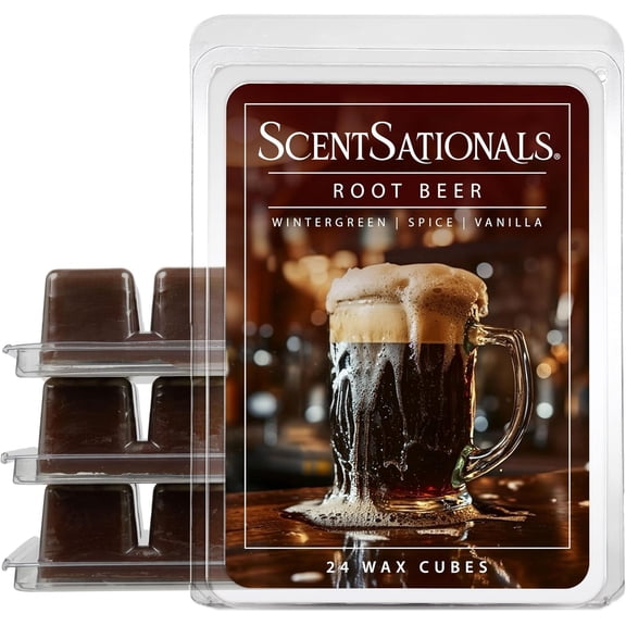 Scentsationals Wax Melts, Wax Cubes Strong Scent – Soda Pop Collection Root Beer – Long Lasting Scented Melts for Warmer, 10oz (24-Cubes)