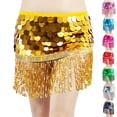 thumbnail image 4 of Xfvqtps Woman Sequin Dance Skirt Tassel Square Belt Belly Dancing Waist Towel Waist Chain Hip Towel Performance Skirt Red, 4 of 5