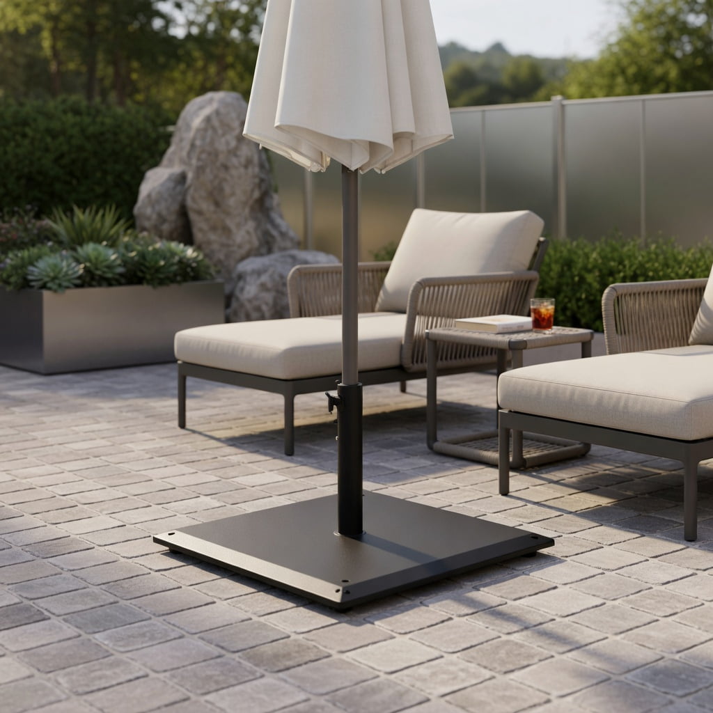 Resenkos Outdoor Umbrella Base, 20 Inches Patio Umbrella Base with 4 Adjustable Footpads, Black