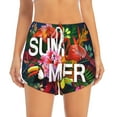 thumbnail image 2 of Goofa Summer Birds and Flowers Printed Women 2 in 1 Running Shorts,Quick Dry Athletic Workout Shorts,High Waisted Athletic Shorts with Liner Pockets-Small, 2 of 9