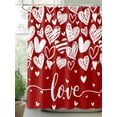 thumbnail image 2 of Red Love Valentines Small Stall Shower Curtain, Waterproof Shower Curtains for Bathroom, White Love Heart Washable Fabric Cloth Bath Curtain for Bathtub Decoration with Hooks 36x78 Inches, 2 of 6
