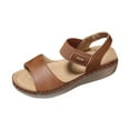 thumbnail image 2 of THDHVS Flat Sandals for Women,Sandals Women,Fashion Casual Retro One-Strap Spring and Summer Breathable and Comfortable Flat Sandals Brown 8.5, 2 of 5