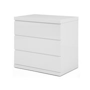 Whiteline Modern Living White Anna Contemporary High Gloss Lacquer Dresser, Full Extension Drawers