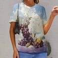 thumbnail image 6 of Fruit Purple Grapes T Shirts Basic T-Shirt Short Sleeve Ladies Tee Shirt Summer Graphic Clothing, 6 of 6
